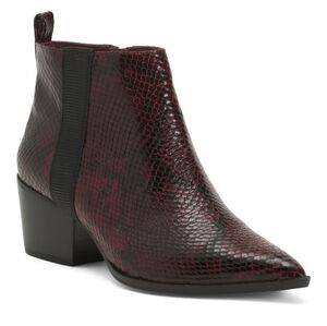 🔹️ Linea Paolo🔹️wine/black Leather Sevilla  Snake Print Ankle Boots